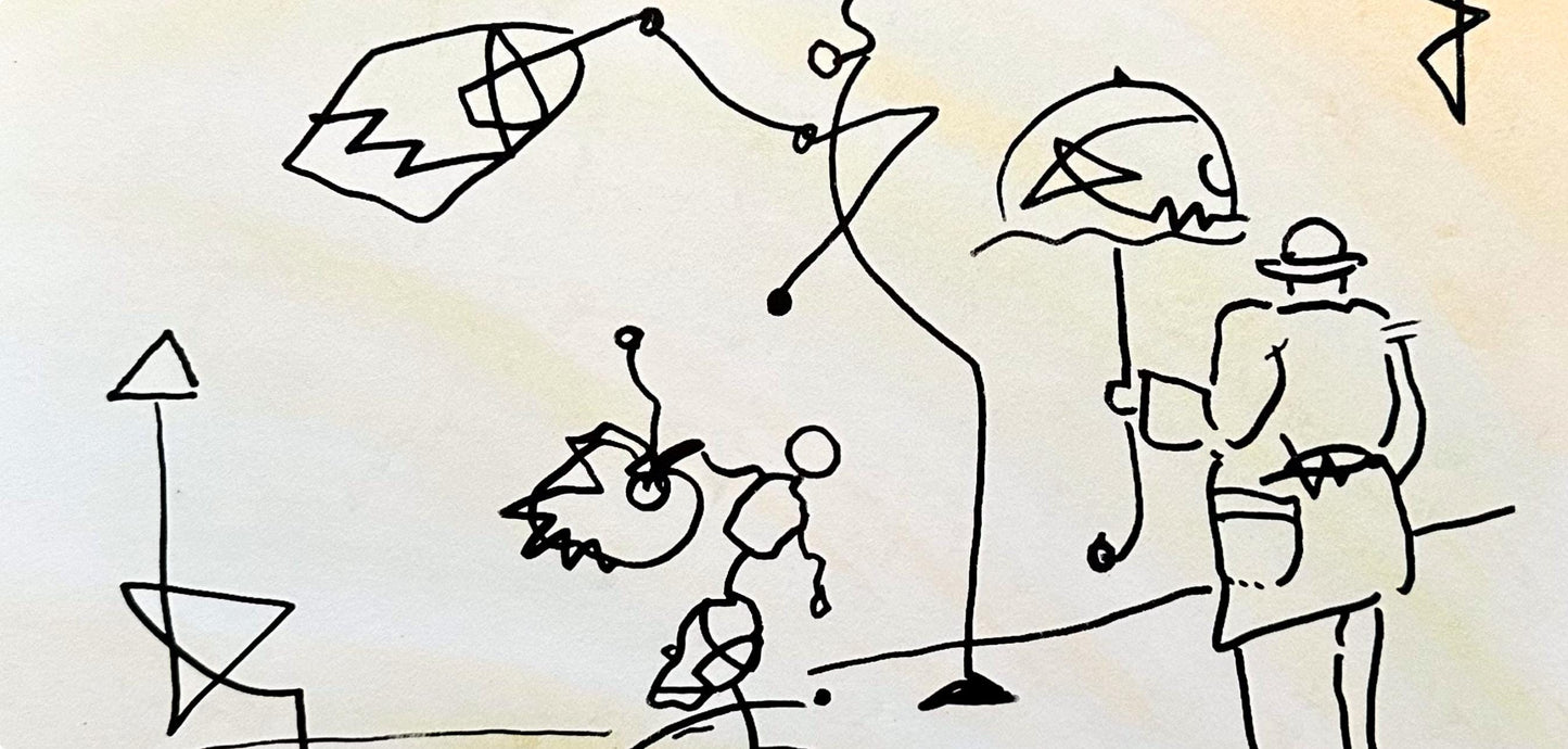 Peter Max, Umbrella Man, Hand Signed, Mixed Media Watercolor And Silkscreen Painting