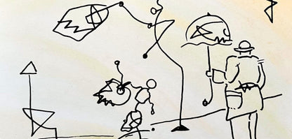 Peter Max, Umbrella Man, Hand Signed, Mixed Media Watercolor And Silkscreen Painting