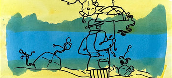 Peter Max, Umbrella Man, Hand Signed, Mixed Media Watercolor And Silkscreen Painting