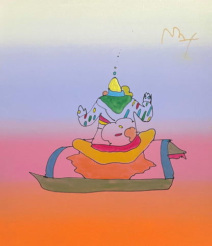 Peter Max, Magic Carpet Ride, Hand Signed, Mixed Media Watercolor And Silkscreen Painting