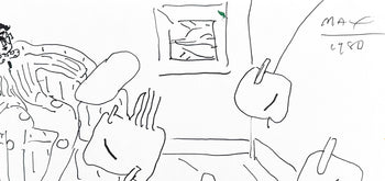 Peter Max, Seated Man, Hand Signed, Pen And Ink Drawing