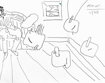 Peter Max, Seated Man, Hand Signed, Pen And Ink Drawing