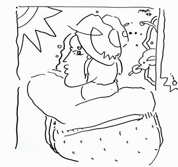 Peter Max, Lady Profile, Hand Signed, Pen And Ink Drawing