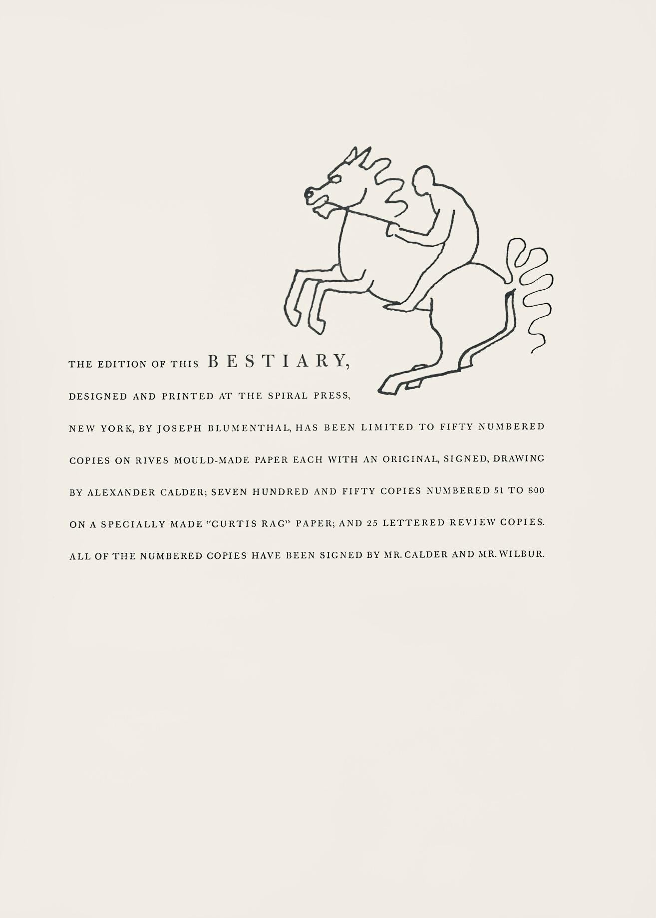 Alexander Calder, Composition, A Bestiary, Letterpress Print