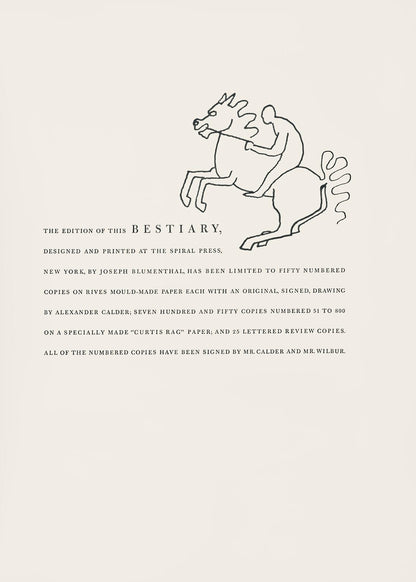 Alexander Calder, Composition, A Bestiary, Letterpress Print