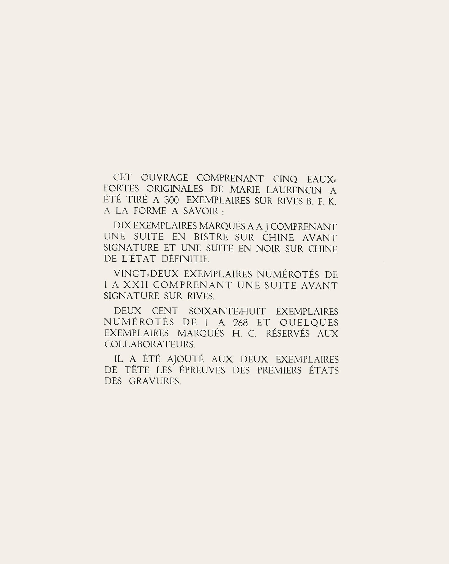 Marie Laurencin, Composition, Antars, Etching