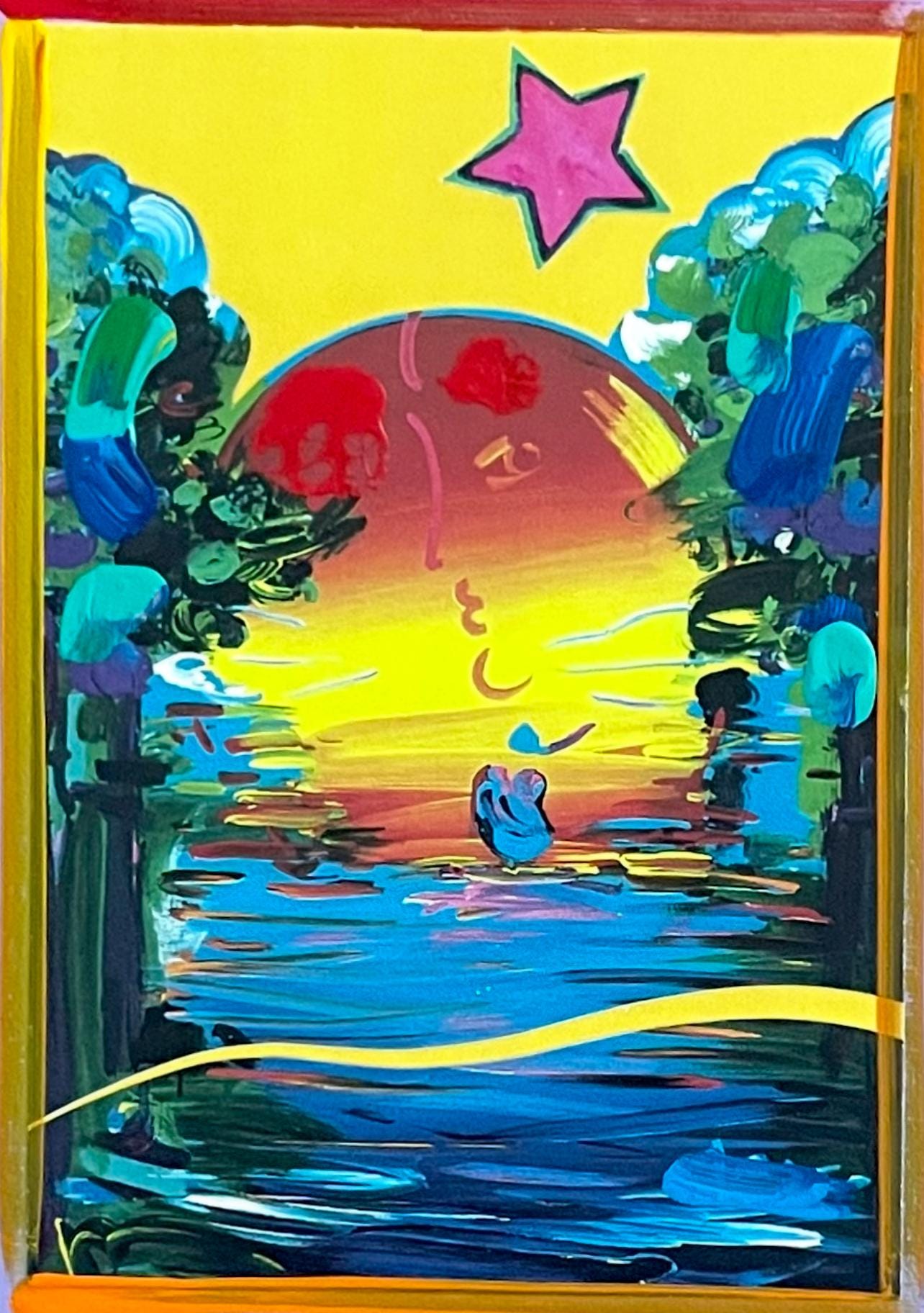 Peter Max, Better World, Hand Signed, Mixed Media Acrylic And Lithograph Painting