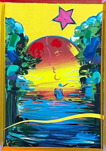 Peter Max, Better World, Hand Signed, Mixed Media Acrylic And Lithograph Painting