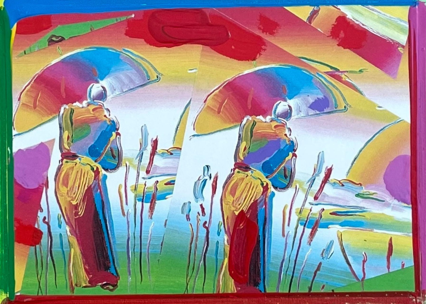 Peter Max, Two Sages, Hand Signed, Mixed Media Acrylic And Lithograph Painting