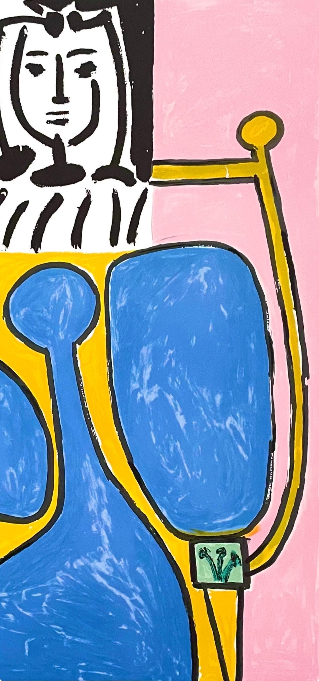 Pablo Picasso, Femme Assise La Robe Bleue, Marina Picasso Collection, Official Lithograph