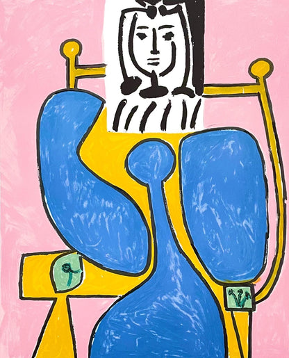 Pablo Picasso, Femme Assise La Robe Bleue, Marina Picasso Collection, Official Lithograph