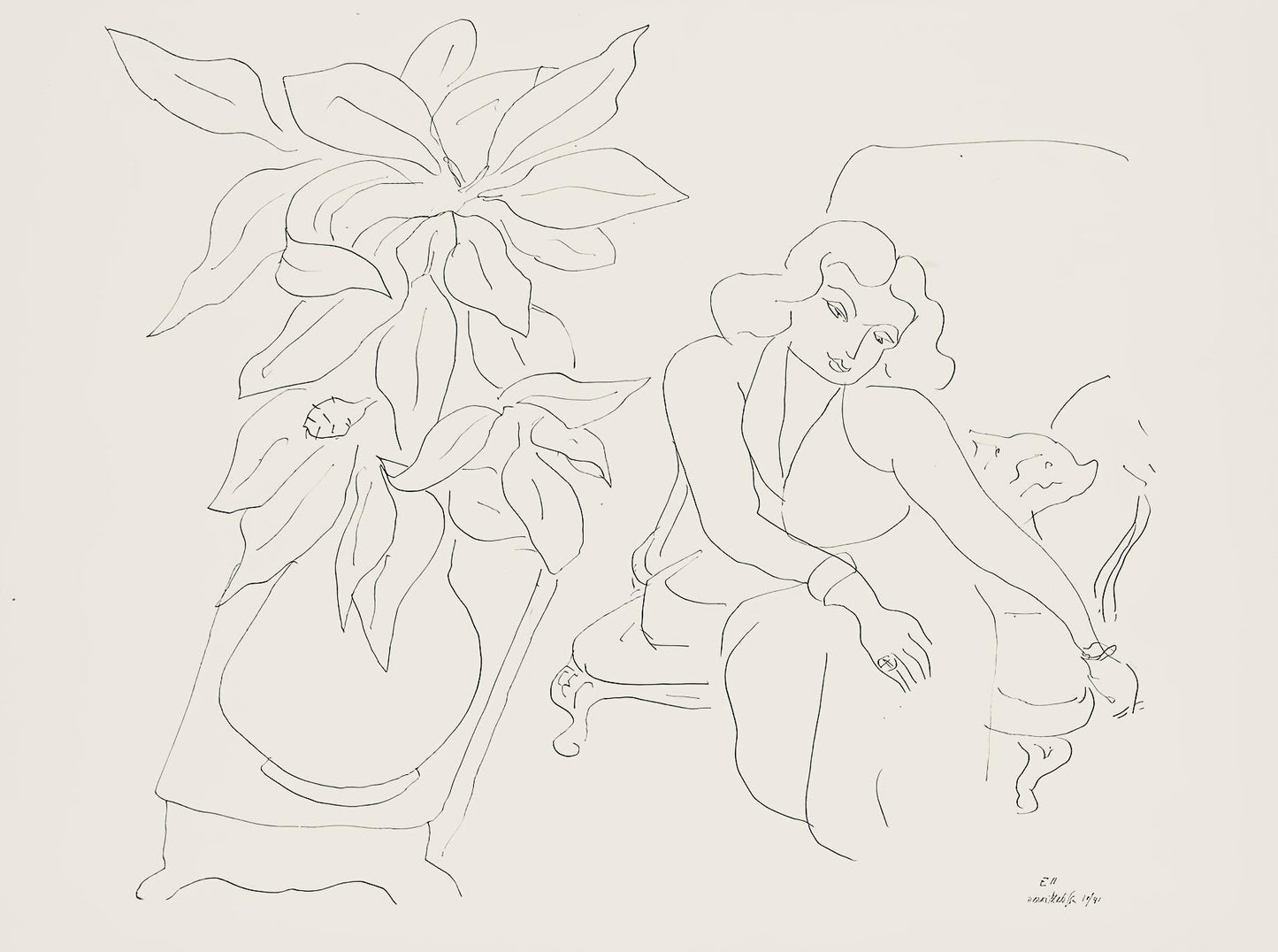 Henri Matisse, Srie E, Var. 11 (Duthuit 9), Henri Matisse, Dessins, Thmes Et Variations, Lithograph