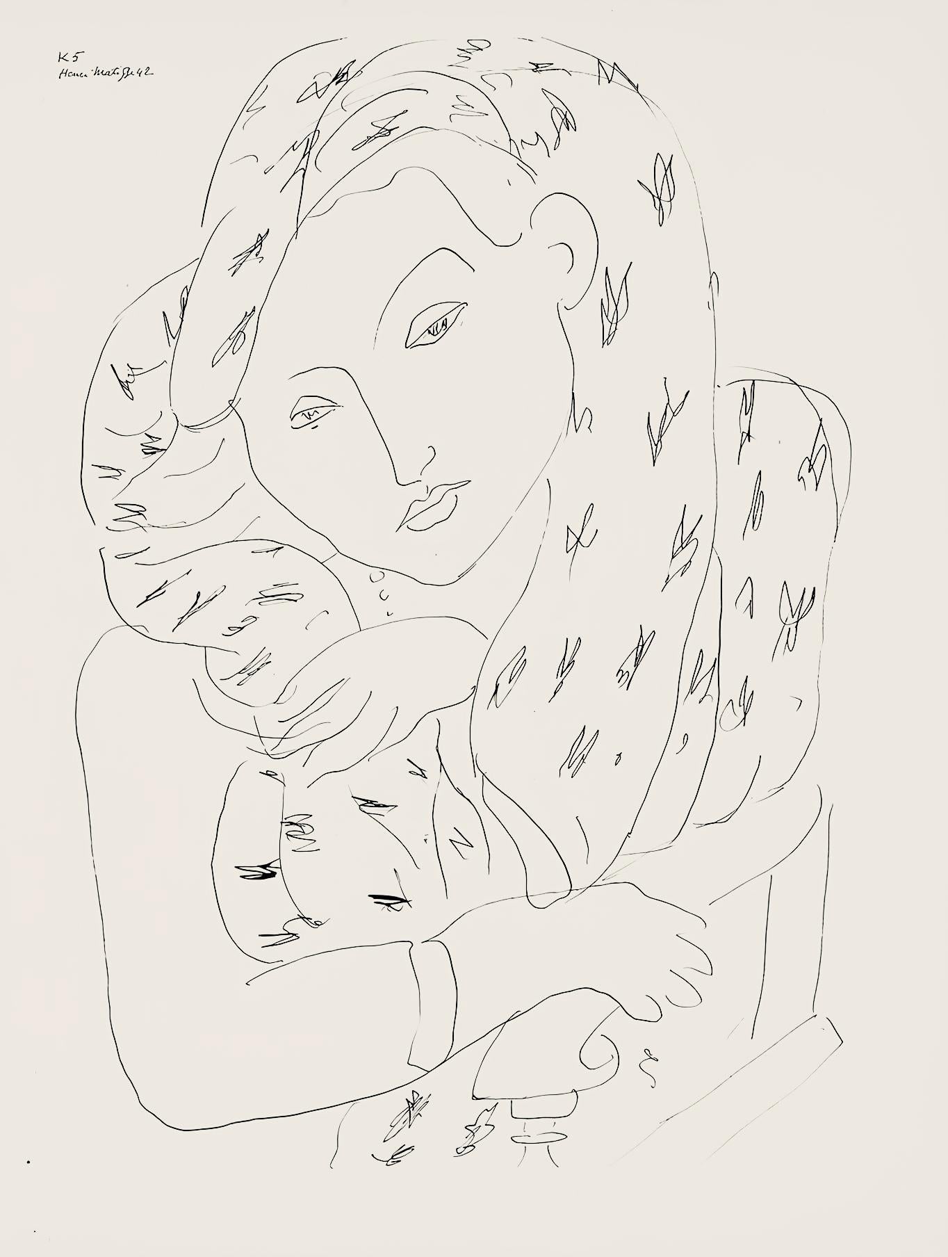 Henri Matisse, Srie K, Var. 5 (Duthuit 9), Henri Matisse, Dessins, Thmes Et Variations, Lithograph