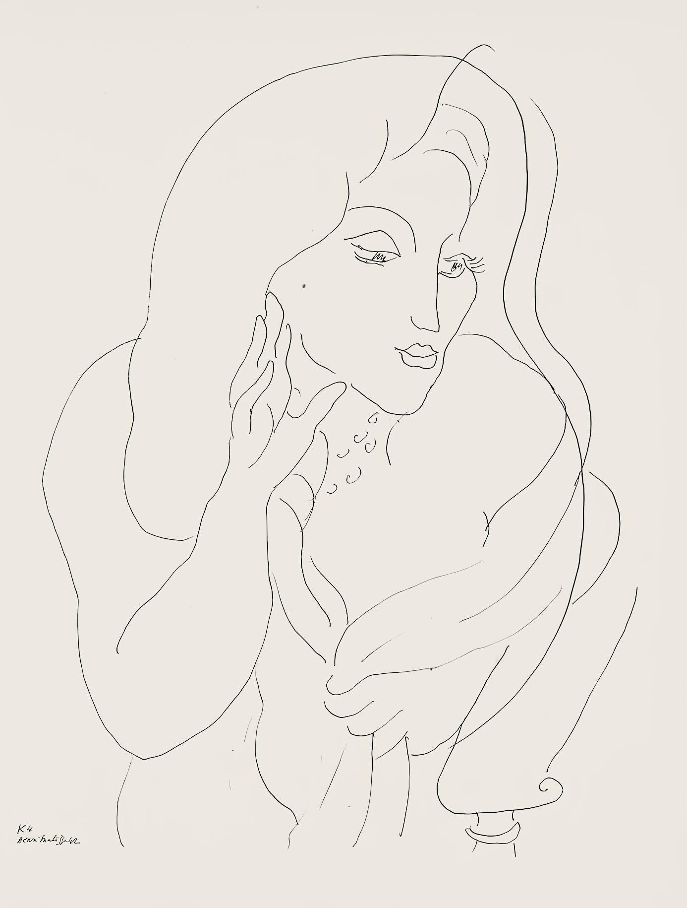 Henri Matisse, Srie K, Var. 4 (Duthuit 9), Henri Matisse, Dessins, Thmes Et Variations, Lithograph