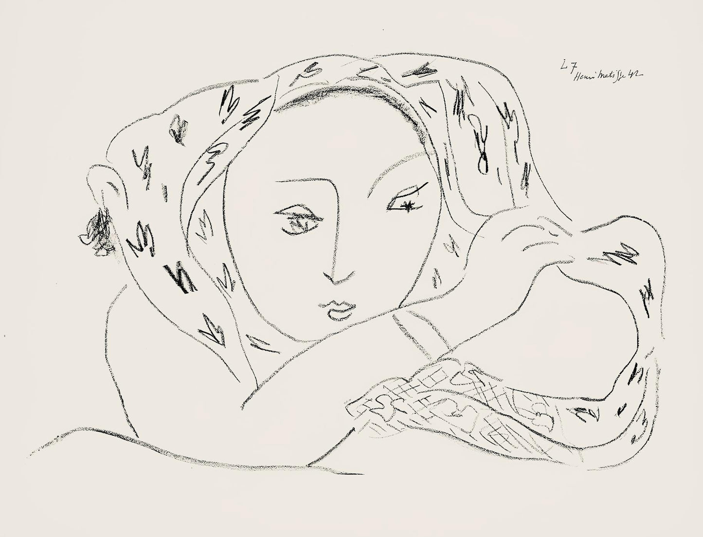 Henri Matisse, Srie L, Var. 7 (Duthuit 9), Henri Matisse, Dessins, Thmes Et Variations, Lithograph