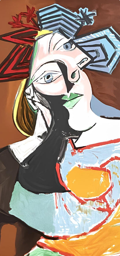 Pablo Picasso, Femme Accoude Au Drapeau Bleu Et Rouge, Marina Picasso Collection, Official
