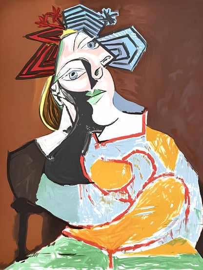 Pablo Picasso, Femme Accoude Au Drapeau Bleu Et Rouge, Marina Picasso Collection, Official