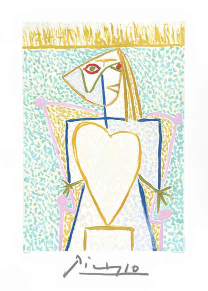 Pablo Picasso, Femme Au Buste En Coeur, Marina Picasso Collection, Official Lithograph
