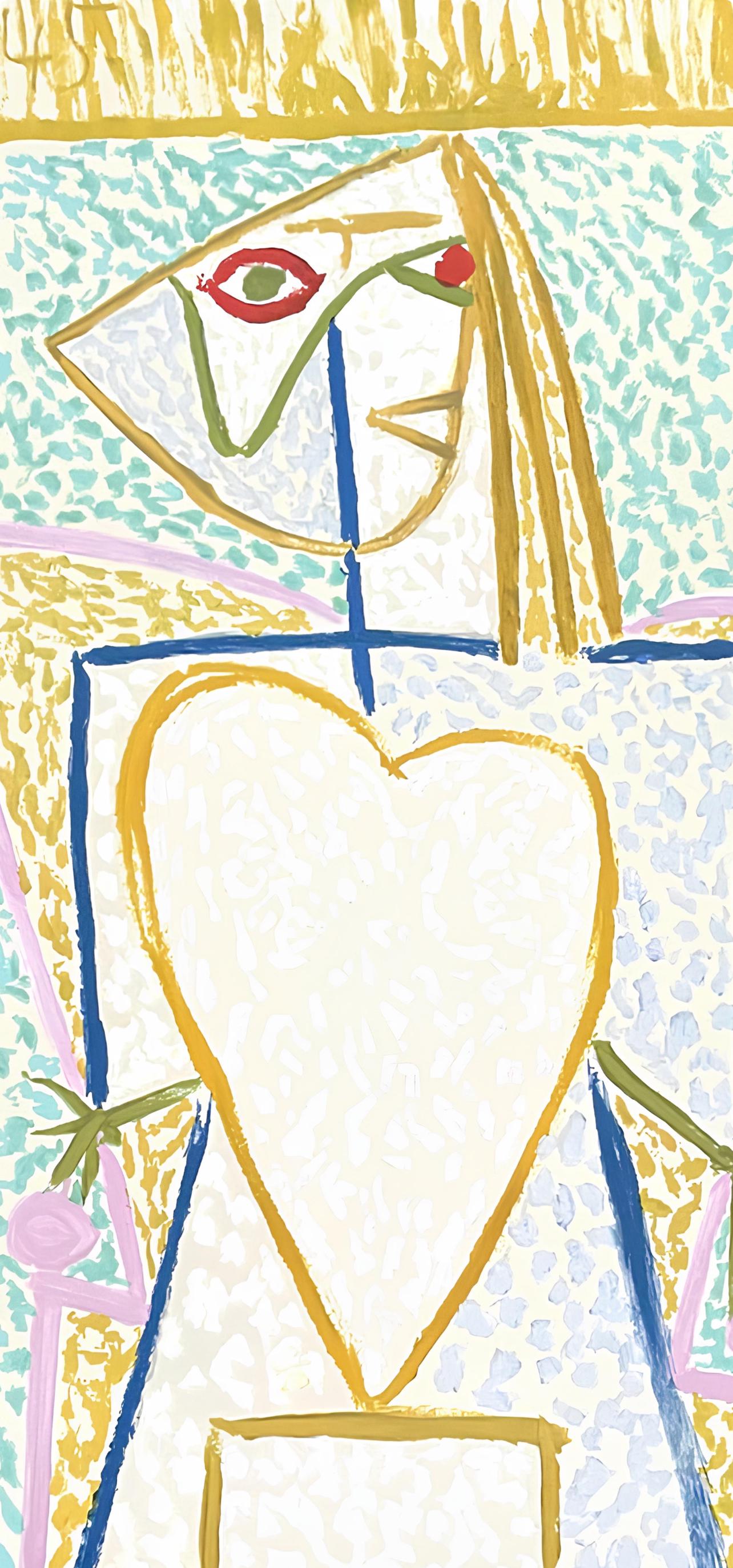 Pablo Picasso, Femme Au Buste En Coeur, Marina Picasso Collection, Official Lithograph