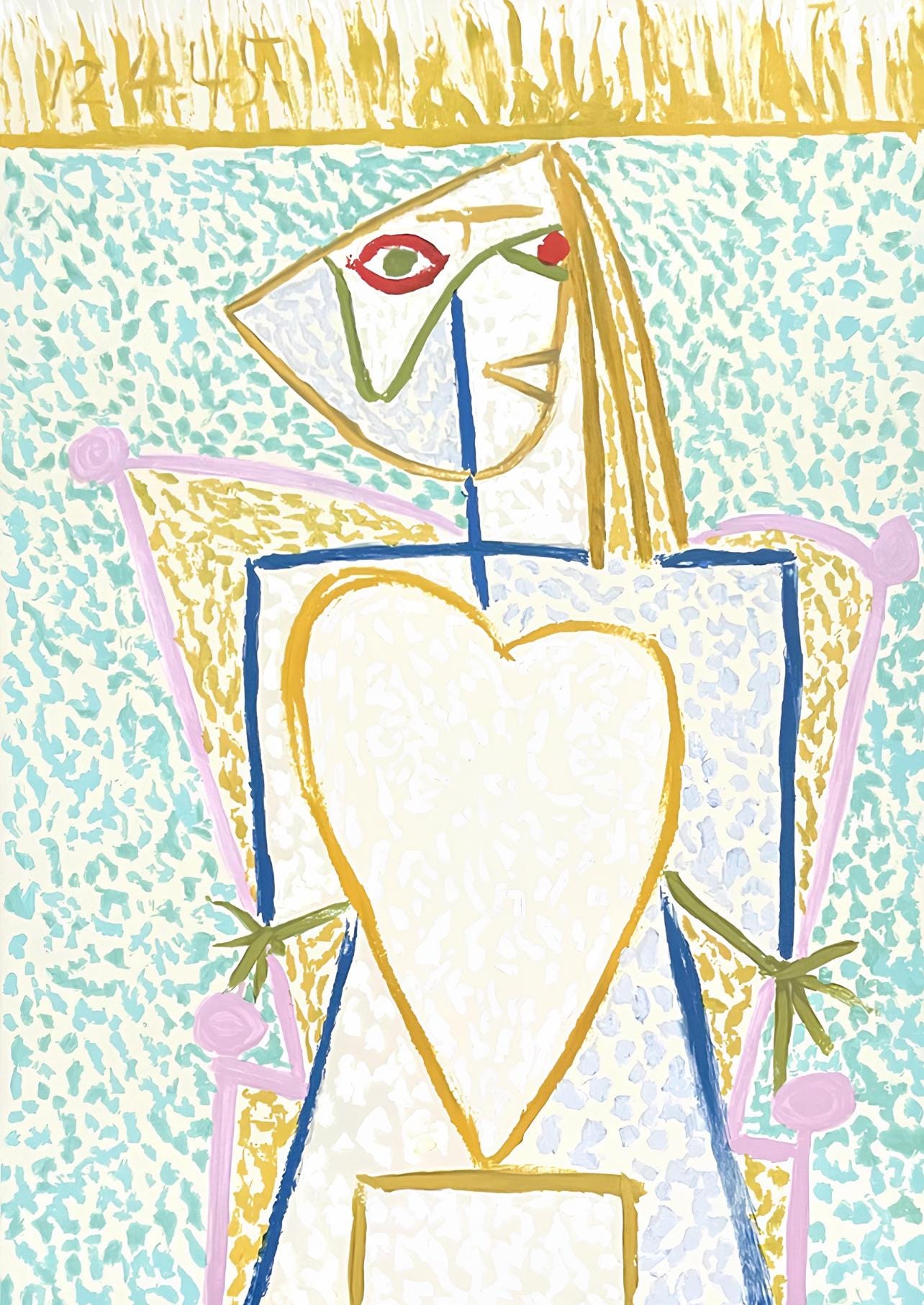 Pablo Picasso, Femme Au Buste En Coeur, Marina Picasso Collection, Official Lithograph