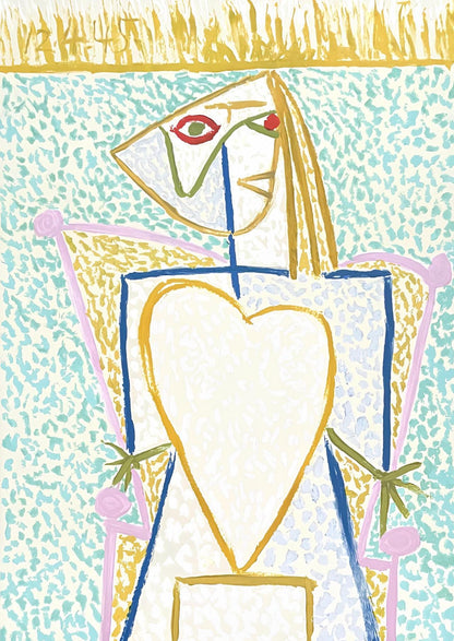 Pablo Picasso, Femme Au Buste En Coeur, Marina Picasso Collection, Official Lithograph