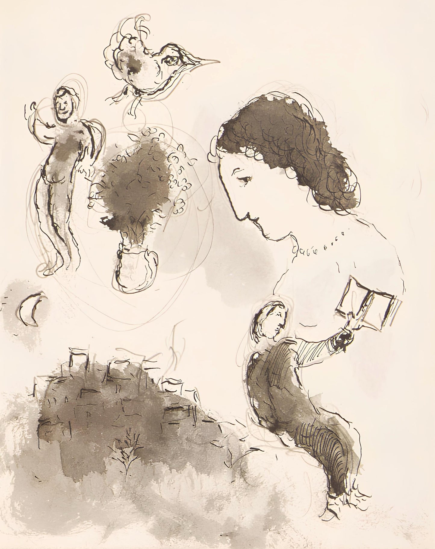 Marc Chagall, Composition, Lettres D'Hivernage, Lithograph