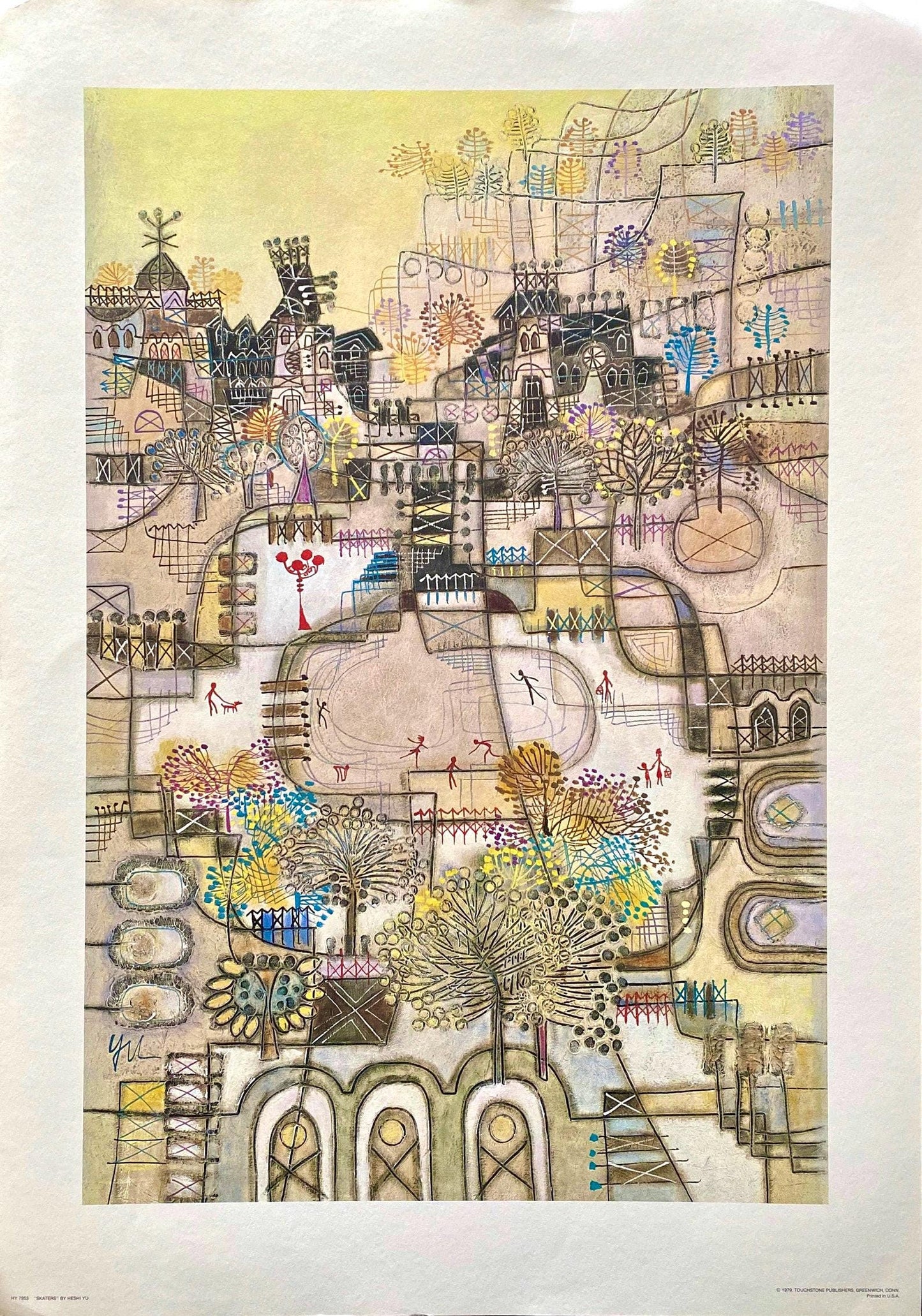 Heshi Yu, Skaters, Original Edition Offset Lithograph