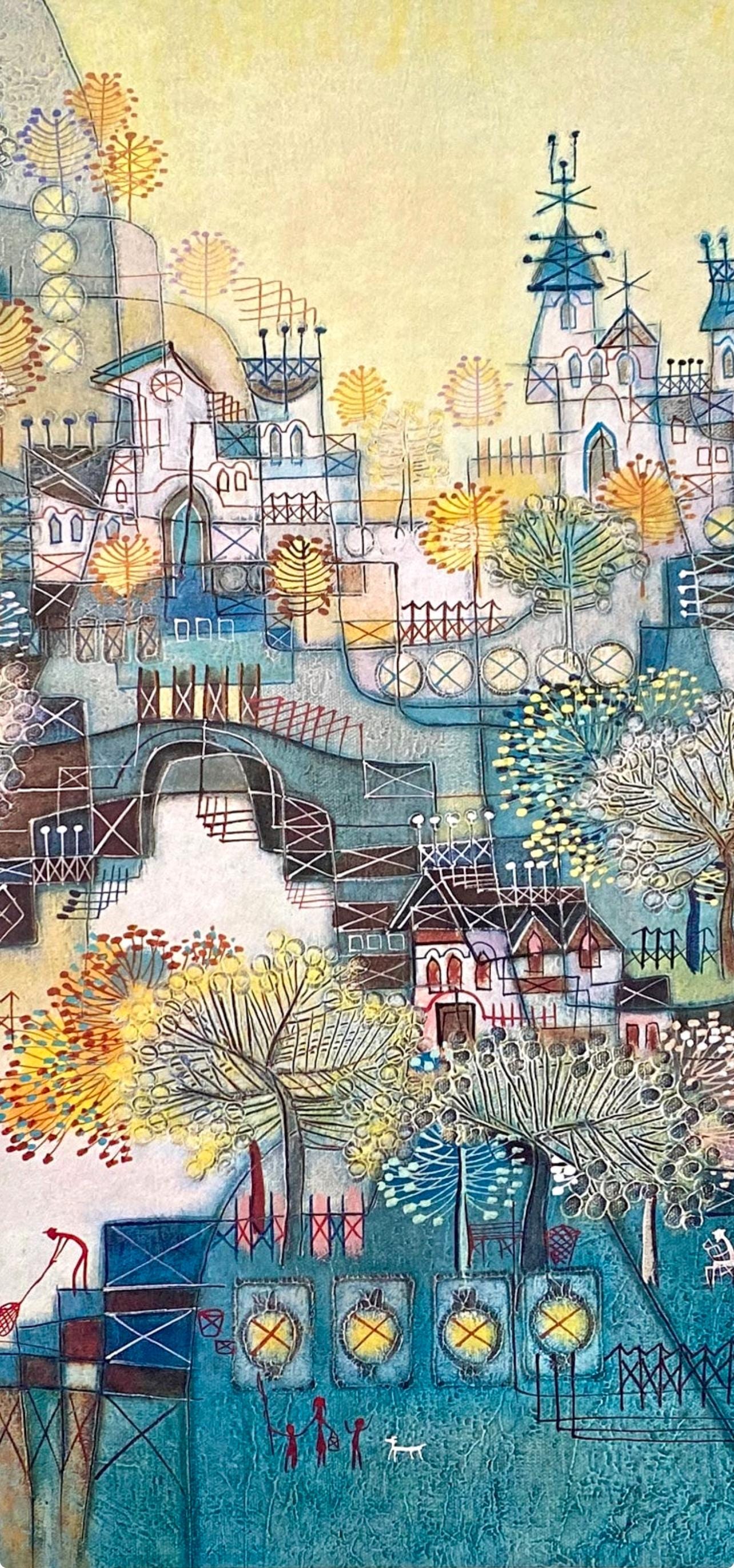 Heshi Yu, Fishing Village, Original Edition Offset Lithograph