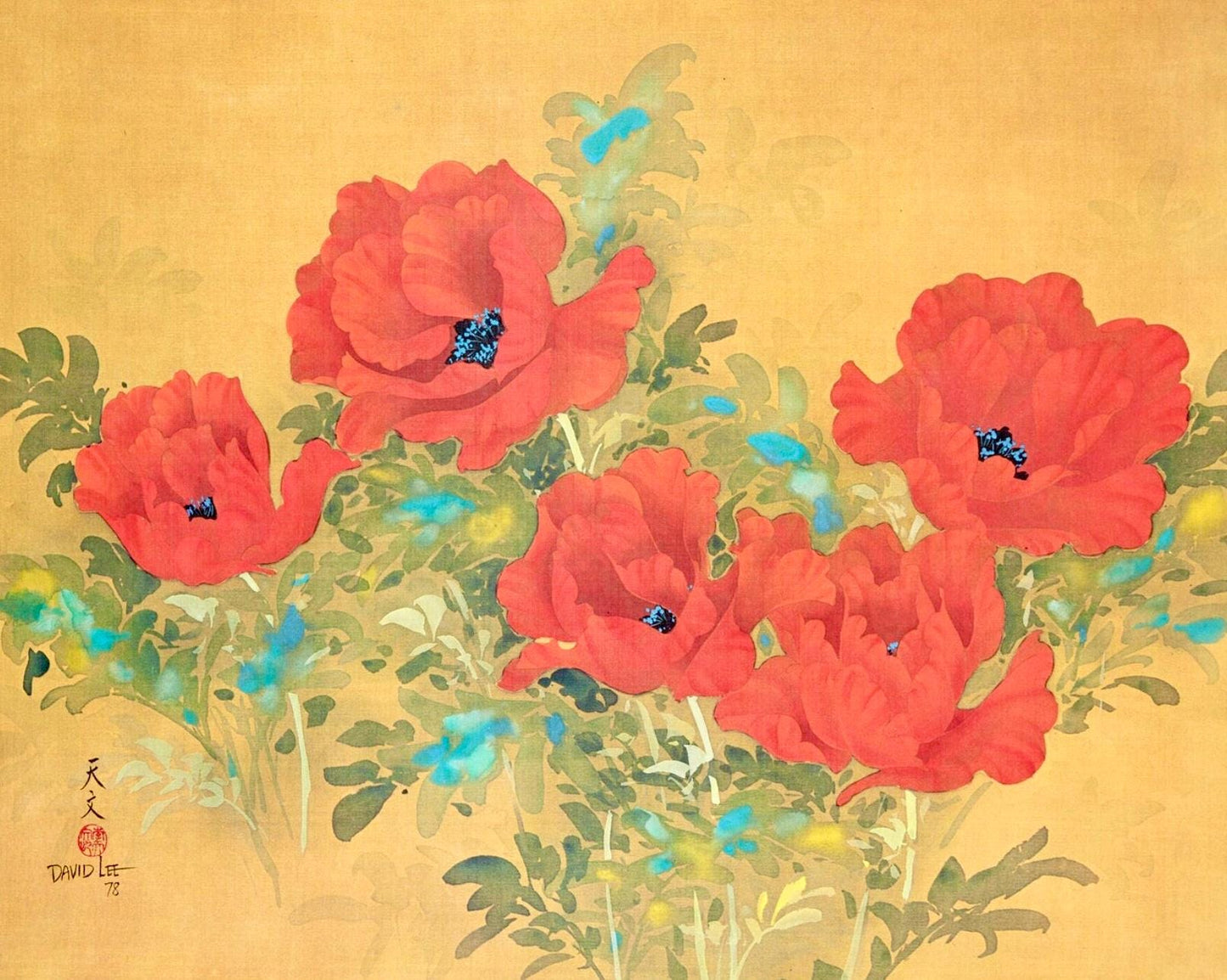 David Lee, Poppies, Original Edition Offset Lithograph