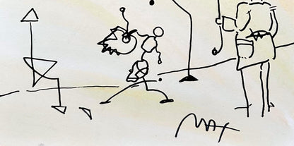 Peter Max, Umbrella Man, Hand Signed, Mixed Media Watercolor And Silkscreen Painting