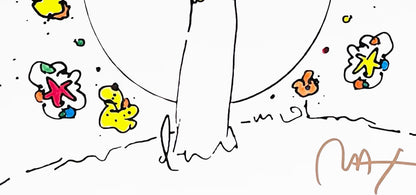 Peter Max, Angel With Spread Wings, Hand Signed, Mixed Media Watercolor And Silkscreen Painting
