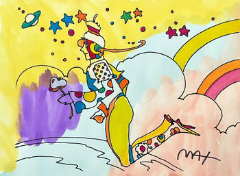 Peter Max, Superbly Free, Hand Signed, Mixed Media Watercolor And Silkscreen Painting