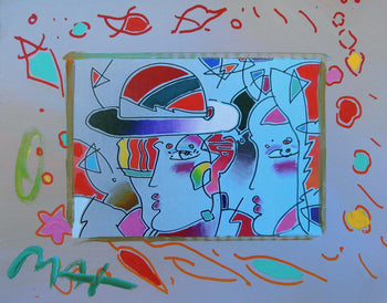 Peter Max, Zero Man In Love, Hand Signed, Mixed Media Acrylic And Lithograph Painting