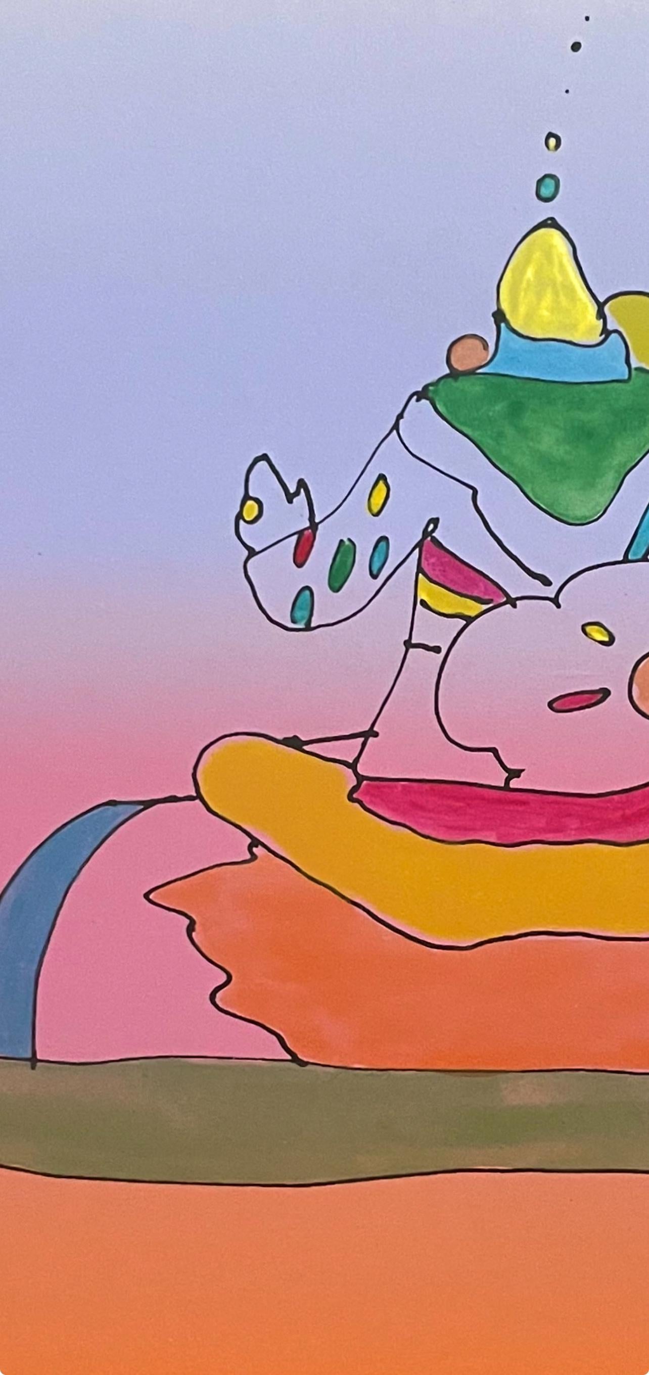 Peter Max, Magic Carpet Ride, Hand Signed, Mixed Media Watercolor And Silkscreen Painting