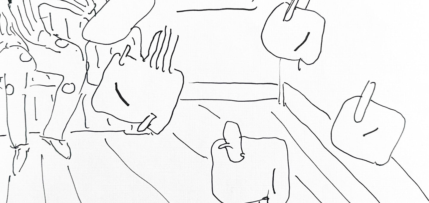 Peter Max, Seated Man, Hand Signed, Pen And Ink Drawing