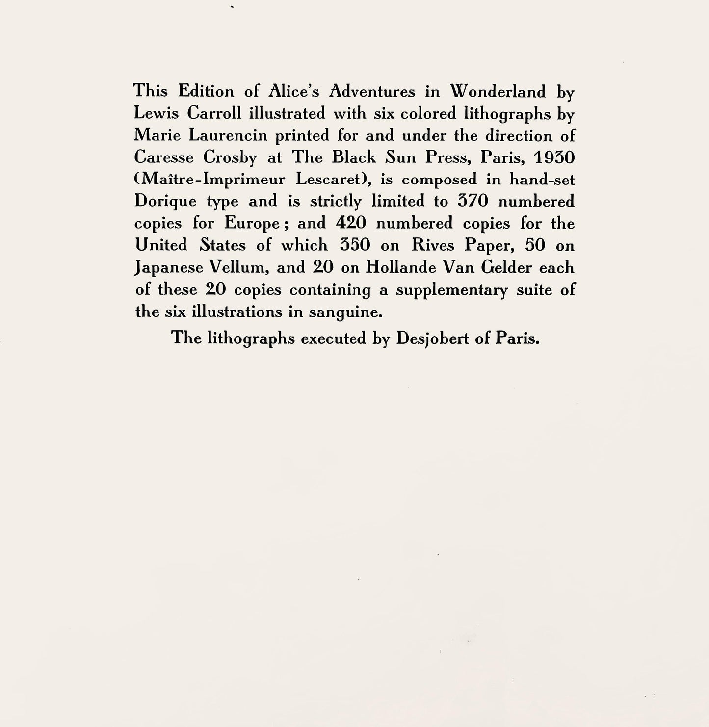 Marie Laurencin, Composition, Alice'S Adventures In Wonderland, Lithograph