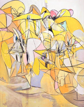 George Condo, Pink And Yellow Sweep, Drawing Paintings, Four Color Process Print