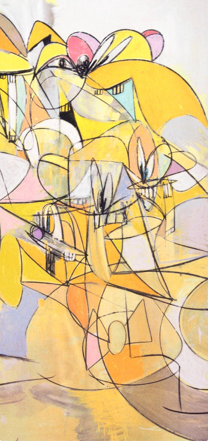 George Condo, Pink And Yellow Sweep, Drawing Paintings, Four Color Process Print