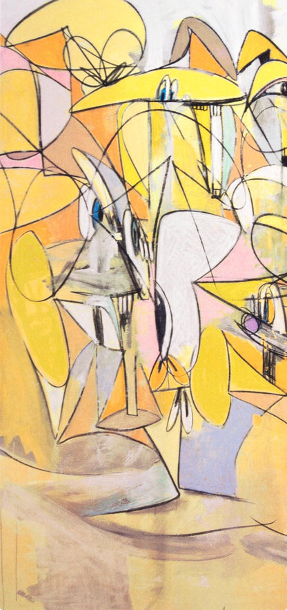 George Condo, Pink And Yellow Sweep, Drawing Paintings, Four Color Process Print