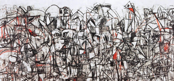 George Condo, Black And Red Compression, Drawing Paintings, Four Color Process Print