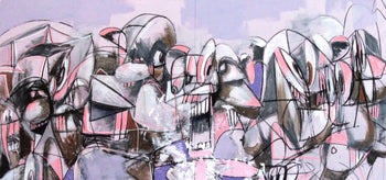 George Condo, Purple Compression, Drawing Paintings, Four Color Process Print