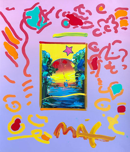 Peter Max, Better World, Hand Signed, Mixed Media Acrylic And Lithograph Painting