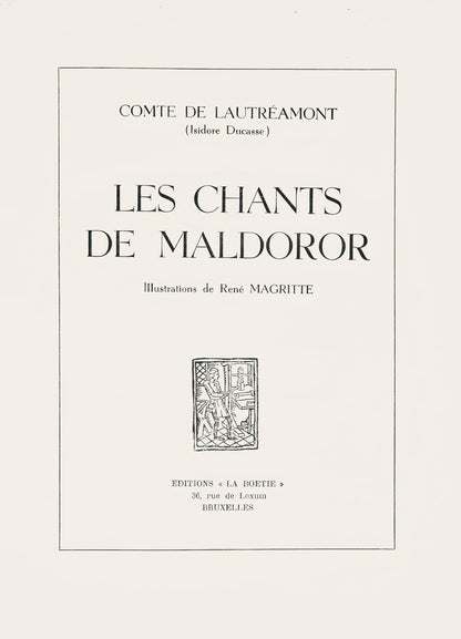 Ren Magritte, Composition, Les Chants De Maldoror, Lithograph