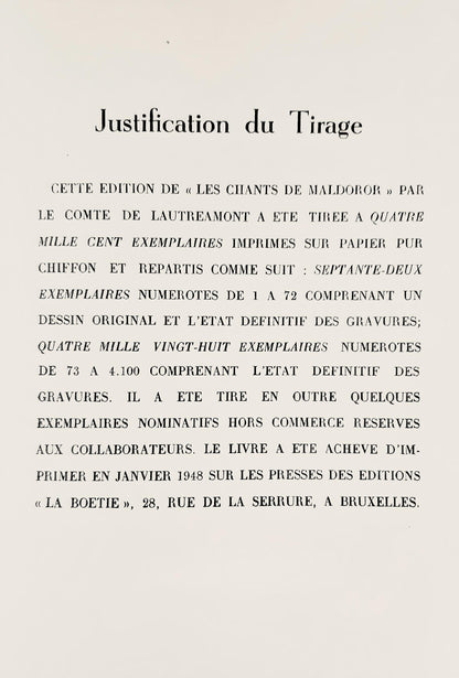 Ren Magritte, Composition, Les Chants De Maldoror, Lithograph