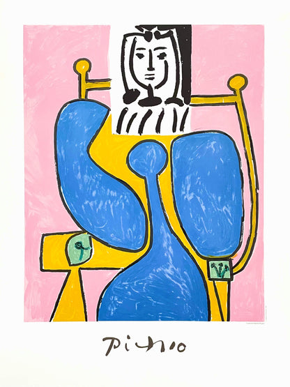 Pablo Picasso, Femme Assise La Robe Bleue, Marina Picasso Collection, Official Lithograph