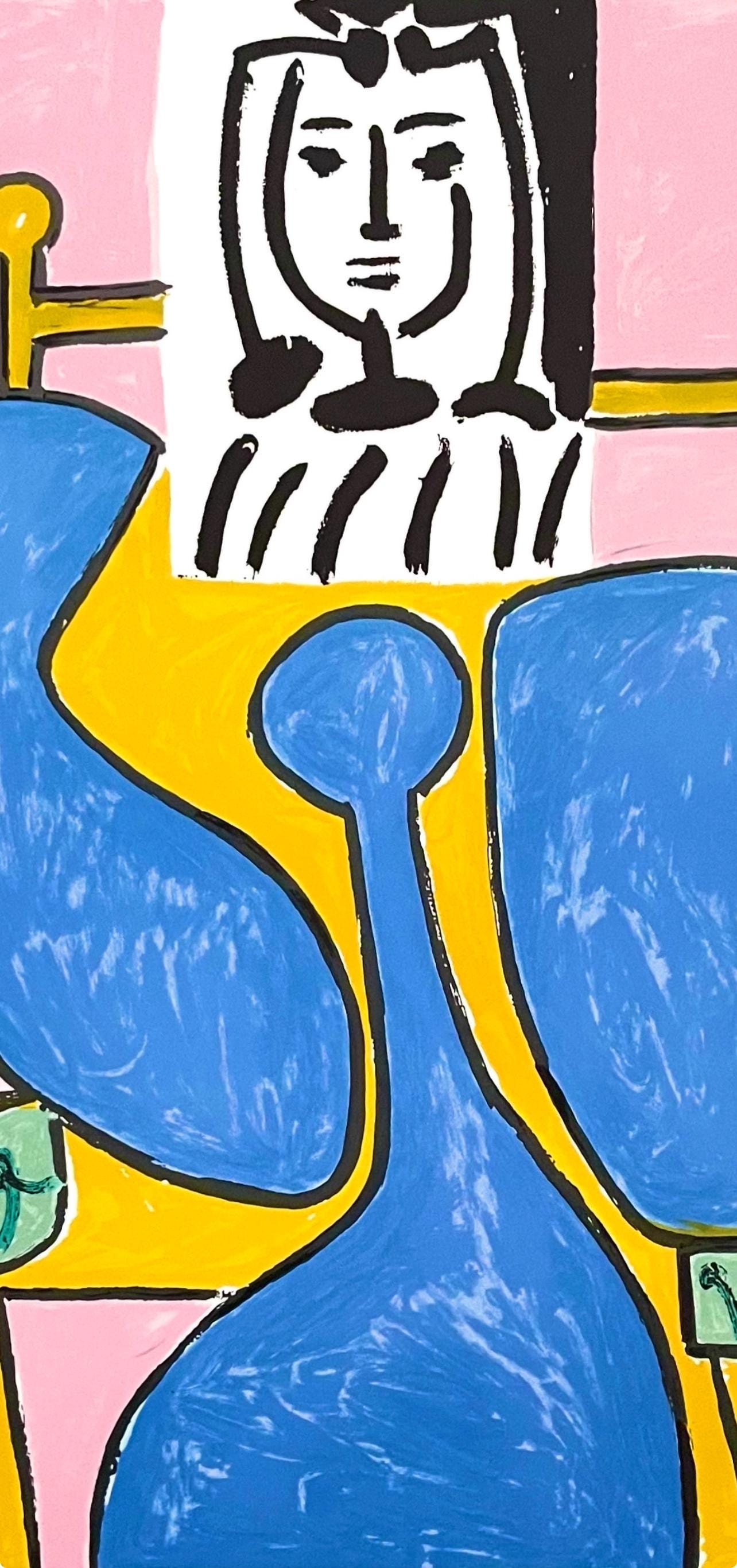 Pablo Picasso, Femme Assise La Robe Bleue, Marina Picasso Collection, Official Lithograph