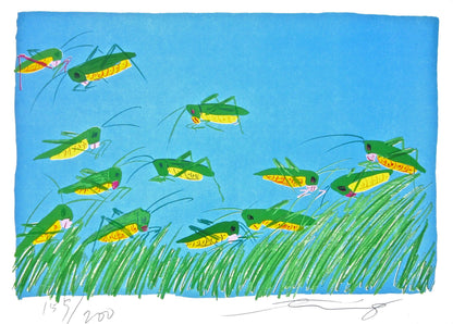 Walasse Ting ???, Lucky Grasshoppers, Lithograph