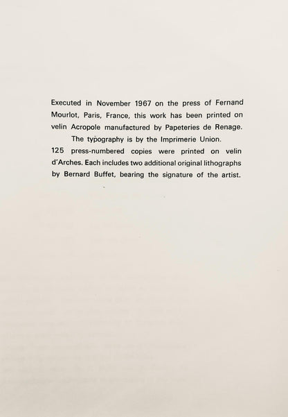 Bernard Buffet, Les Deux Oiseaux, Lithographs 1952-1966, Lithograph