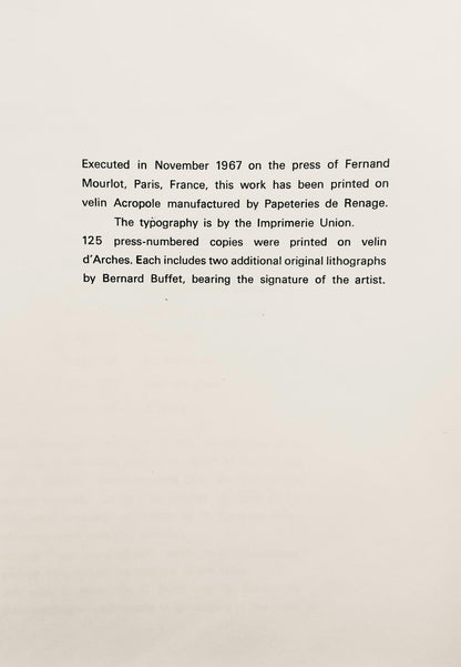 Bernard Buffet, Les Deux Oiseaux, Lithographs 1952-1966, Lithograph