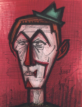 Bernard Buffet, Le Clown Au Fond Rouge, Lithographs 1952-1966, Lithograph